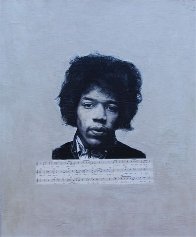 David McGough painting Jimi (silver)